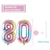 80 Number Balloon Rainbow 40 inch Big Foil Mylar 80th Balloons for 80 Year Old Men Women Birthday Party Decorations Wedding Anniversary Events Supplies view 2