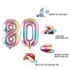 80 Number Balloon Rainbow 40 inch Big Foil Mylar 80th Balloons for 80 Year Old Men Women Birthday Party Decorations Wedding Anniversary Events Supplies view 3