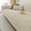 vctops Farmhouse Plaid Chenille Couch Sofa Cover Super Soft Plush Sectional Couch Covers Anti-Slip Solid Sofa Slipcover for Dogs, Children, Pets Furniture Protector (Beige,36"x63") view 4