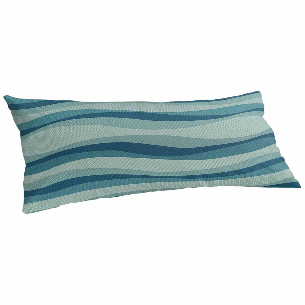 Abstract Geometric King Size Pillowcases,Soft Bed Throw Pillow Covers Sham Decorative Sofa Couch Long Body Lumbar Bolster Cushion Case with Envelope Closure,Gradient Turquoise Wave Stripes 20"x40"