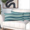 Abstract Geometric King Size Pillowcases,Soft Bed Throw Pillow Covers Sham Decorative Sofa Couch Long Body Lumbar Bolster Cushion Case with Envelope Closure,Gradient Turquoise Wave Stripes 20"x40" view 2