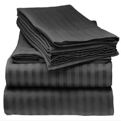 Little Bird Full XL Size- Black Stripe 600 TC 4 Piece Iconic Collection Bedding Sheets & Pillowcases - Extra Soft, Cooling Bed Sheets - Deep Pocket up to 21 - Wrinkle, Fade, Stain Resistant