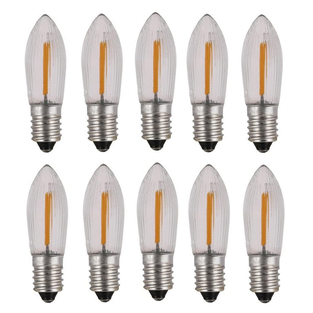 E10 COB Candle Arch Bridge Bulb Christmas Lamp Spare E10 LED Screw Light 14V to 55V AC 0.2W Warm White (10)