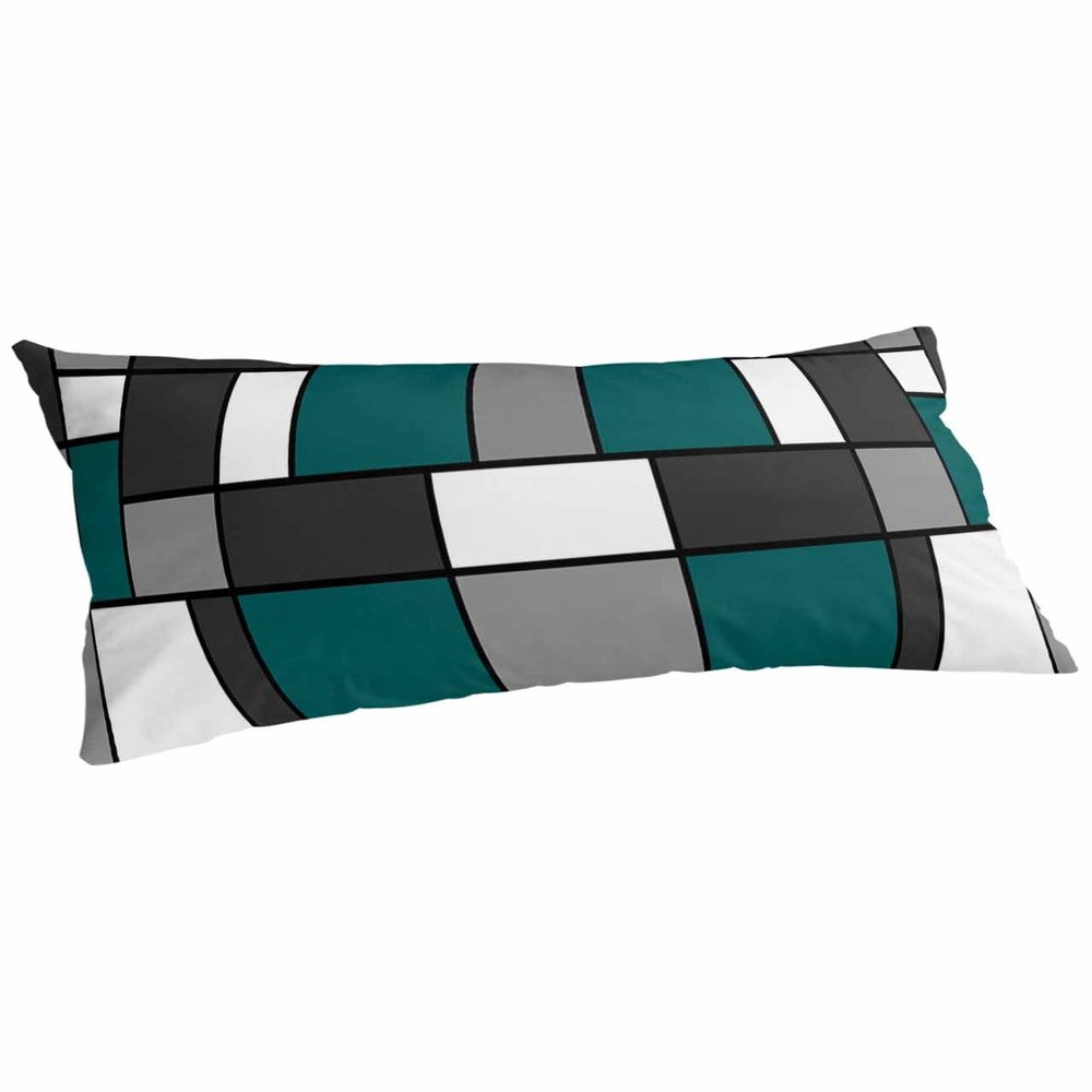 Turquoise King Size Pillowcases,Soft Bed Throw Pillow Covers Sham Decorative Sofa Couch Long Body Lumbar Bolster Cushion Case Envelope Closure,Abstract Middle Century Black Grey White 20"x40"