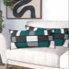 Turquoise King Size Pillowcases,Soft Bed Throw Pillow Covers Sham Decorative Sofa Couch Long Body Lumbar Bolster Cushion Case Envelope Closure,Abstract Middle Century Black Grey White 20"x40" view 2