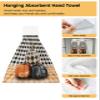 Lattice Pumpkins Kitchen Hand Towels with Hanging Loops Set of 1 Soft Oven Fingertip Dry Microfiber Tie Dish Towel Absorbent Cleaning Bathroom Washcloth,Kitchen Fall Leaves Black White Checkered Flag view 2