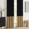 BULBUL Black Gold Color Block Window Curtains Panels 96 inches Long Velvet Farmhouse Drapes for Bedroom Living Room Darkening Treatment with Grommet Set of Black Gold view 4