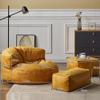 SXBCyan Suede Fabric Round Square Ottoman Stool Beanbag Pouf Footstool Stuffed Bean Bag Footrest Floor Corner Seat Puff No Filler(Beige-Square Stool) view 2