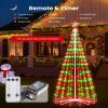 Christmas Cone Tree Light, 7ft 295 LED Light Show Christmas Tree with 8 Modes Timer Remote, Dimmable Artificial Christmas Tree for Porch Yard Patio Indoor Outdoor Xmas Holiday Decor, Red & Green view 2