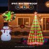 Christmas Cone Tree Light, 7ft 295 LED Light Show Christmas Tree with 8 Modes Timer Remote, Dimmable Artificial Christmas Tree for Porch Yard Patio Indoor Outdoor Xmas Holiday Decor, Red & Green view 3
