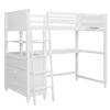 Merax Loft Bed Twin Size with Desk, Wood Frame with Shelves & Drawers, Inclined Ladder Design, White view 4