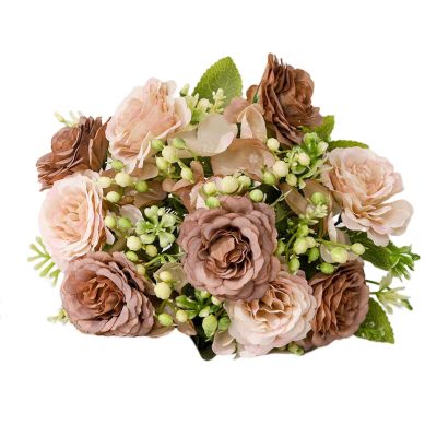 1 Bunch Artificial Flower Realistic Looking 5 Forks Simulation Peony Flower Wedding Decoration Home Decor Valentine's Day/Mother's Day/Christmas/Birthday Gifts (Coffee)