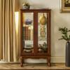 Legendstone 3 Tier Modern Floor Standing Glass Curio Cabinet Display Case Cabinet, Tempered Glass Doors, Adjustable Shelves, Mirrored Back Panel (Walnut, 43.5"H x 11.75"D x 26"W) view 1