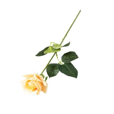 Artificial Flower with Green Leaves Realistic Looking Multiple Layers Petals Real Touch Rose Branch Stem Simulation Flower Decoration Home Decor Valentine's Day/Christmas/Birthday Gifts (Yellow)