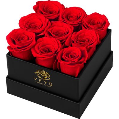 YFYS Forever Flowers for Delivery Prime - 9pcs Preserved Fresh Roses, Genuine Roses That Last for Years, for Birthday Gifts for Women, Valentines Day, and Mother's Day (Red)