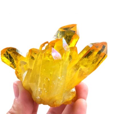 VIDECOR Natural Yellow Phantom Ghost Quartz Citrine Crystal Cluster Specimen Yellow Quartz Cluster Crystal Cluster Feng Shui Home Decoration Citrine Crystal Cluster,200g