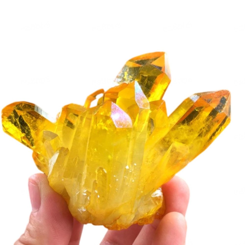 VIDECOR Natural Yellow Phantom Ghost Quartz Citrine Crystal Cluster Specimen Yellow Quartz Cluster Crystal Cluster Feng Shui Home Decoration Citrine Crystal Cluster,200g
