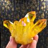 VIDECOR Natural Yellow Phantom Ghost Quartz Citrine Crystal Cluster Specimen Yellow Quartz Cluster Crystal Cluster Feng Shui Home Decoration Citrine Crystal Cluster,200g view 2