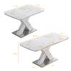 Stretchable Modern Marble Table, Rectangular Table for 4-6 People, Suitable for Restaurants, X-Shaped Legs, Metal Base (Black Marble) view 2