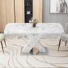 Stretchable Modern Marble Table, Rectangular Table for 4-6 People, Suitable for Restaurants, X-Shaped Legs, Metal Base (Black Marble) view 3