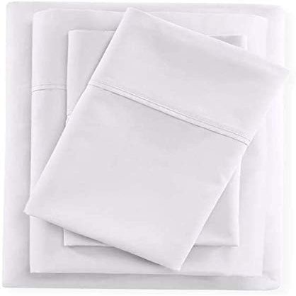 Sheet Set 4 Piece - Cal King Size Cotton Bed Sheets 400TC Egyptian Quality Sheets - Fits Upto 16" Deep Pocket Mattress, Long Staple & Extra Soft Sheets and Pillow Cases - White Solid.