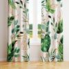 Watercolor Tropical Plant Window Curtains,Green Gold Abstract Watercolor Leaf Print Bedroom Curtains 55x63in view 1