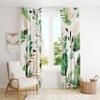 Watercolor Tropical Plant Window Curtains,Green Gold Abstract Watercolor Leaf Print Bedroom Curtains 55x63in view 3