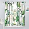 Watercolor Tropical Plant Window Curtains,Green Gold Abstract Watercolor Leaf Print Bedroom Curtains 55x63in view 4