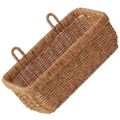 BESTonZON Hanging Woven Storage Basket Vegetable Fruit Keeper Veggies Onion Basket Wall Mount Organizer Entryway Mail Letter Holder Plant Rattan Bin for Home
