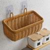 BESTonZON Hanging Woven Storage Basket Vegetable Fruit Keeper Veggies Onion Basket Wall Mount Organizer Entryway Mail Letter Holder Plant Rattan Bin for Home view 2