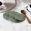 Coasters for Drinks Set of 6 with Holder Marble Gold Line Watercolour Sage Green Gradient Ceramic Cup Mat Absorbent Ceramic Stone Coasters with Cork Base for Coffee Cups Wooden Table Home Decor 4in view 3