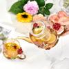 46oz/1300ml Large Enamel Teapot With Infuser,Floral Glass Teapot With Red Rose Flower Butterfly,Removable Infuser For Blooming Tea,Loose Leaf Tea,Fruit Tea,Tea Bag view 2