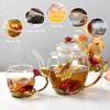 46oz/1300ml Large Enamel Teapot With Infuser,Floral Glass Teapot With Red Rose Flower Butterfly,Removable Infuser For Blooming Tea,Loose Leaf Tea,Fruit Tea,Tea Bag view 3
