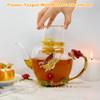 46oz/1300ml Large Enamel Teapot With Infuser,Floral Glass Teapot With Red Rose Flower Butterfly,Removable Infuser For Blooming Tea,Loose Leaf Tea,Fruit Tea,Tea Bag view 4