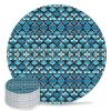 Coasters for Drinks Set of 8, Teal Gradient Abstract Flowers Geometric Texture Ceramic Cup Mat, Absorbent Ceramic Stone Coasters with Cork Base for Coffee, Cups, Wooden Table, Home Decor 4 Inch view 1