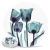 Coasters for Drinks Set of 4, Abstract Transparent Teal Turquoise Flower Tulip Ceramic Cup Mat, Absorbent Ceramic Stone Coasters with Cork Base for Coffee, Cups, Wooden Table, Home Decor 4 Inch view 1