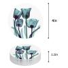 Coasters for Drinks Set of 4, Abstract Transparent Teal Turquoise Flower Tulip Ceramic Cup Mat, Absorbent Ceramic Stone Coasters with Cork Base for Coffee, Cups, Wooden Table, Home Decor 4 Inch view 2