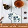 Coasters for Drinks Set of 4, Abstract Transparent Teal Turquoise Flower Tulip Ceramic Cup Mat, Absorbent Ceramic Stone Coasters with Cork Base for Coffee, Cups, Wooden Table, Home Decor 4 Inch view 4
