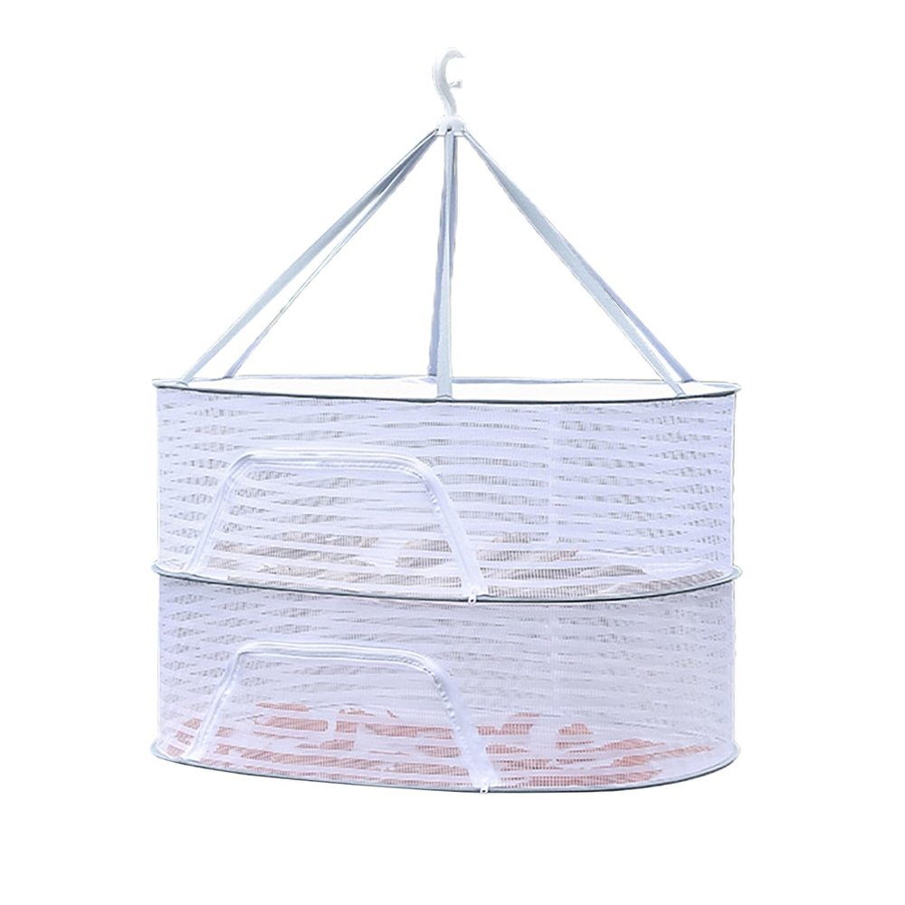 AOKID Herb Drying Rack,3 Layer Hanging Mesh Net,Plant Drying Rack Net,Foldable Hanging Mesh Dryer for Buds,Fruits, Hydroponics Flowers, Vegetables, Fish & Clothes Grey Dual Layer