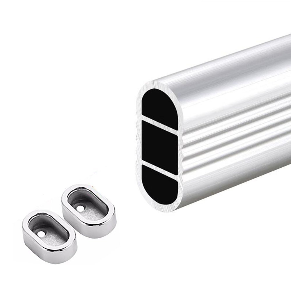 RENLXFI Thickened Closet Bar, for Both Inside and Outside The Closet, Wardrobe Rod Holder, Aluminum Alloy Clothes Hanging Bar Rail, Easy Install (Size : 120cm/47.2in)
