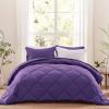RIANBHI Queen Size Comforter Set 500 GSM Diamond Pattern Down Alternative 1000 Series Egg Plant 3 Piece (Comforter + 2 Pillowcases) Microfiber Bedding Comforter Sets with Corner Tabs view 1