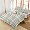 3 Piece Bedding Set,Easter Tartan Stripe Breathable Duvet Cover Super Soft Pillow Shams,Simple Geometric Watercolor Washable Bed Sets All Seasons for Bedroom Dorm Hotel RV view 3
