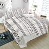 3 Piece Bedding Set,Bohemian Black Triangle Stripe on White Breathable Duvet Cover Super Soft Pillow Shams,Aztec Retro Geometric Washable Bed Sets All Seasons for Bedroom Dorm Hotel RV view 1
