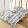 3 Piece Bedding Set,Bohemian Black Triangle Stripe on White Breathable Duvet Cover Super Soft Pillow Shams,Aztec Retro Geometric Washable Bed Sets All Seasons for Bedroom Dorm Hotel RV view 3