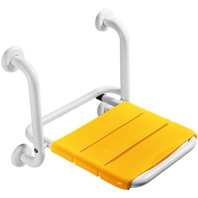Wall Mounted Shower Seat with Grab Bar Folding Shower Stool Shower Chair Stainless Steel Bathroom Shower Bench for Inside Shower, Adults, Elderly, Pregnant, Entryway (150 KG Weight Capacity)