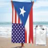American Puerto Rico Combined Flag Beach Towel Oversized, Microfiber Beach Towel with Pocket Sand Free Beach Blanket Super Lightweight Thin Towels 27.5"x55" view 1