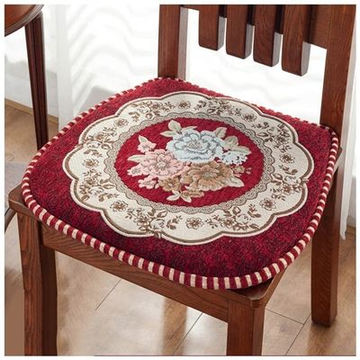 1/4/6/8 Packs Dining Chair Cushion with Ties, U Shape Seat Cushion Kitchen Chairs Non Slip Chair Pads/Office Seat Cushions with Zipper, Washable (Color : Wine red-A, Size : 44 * 42cm(8 Packs))