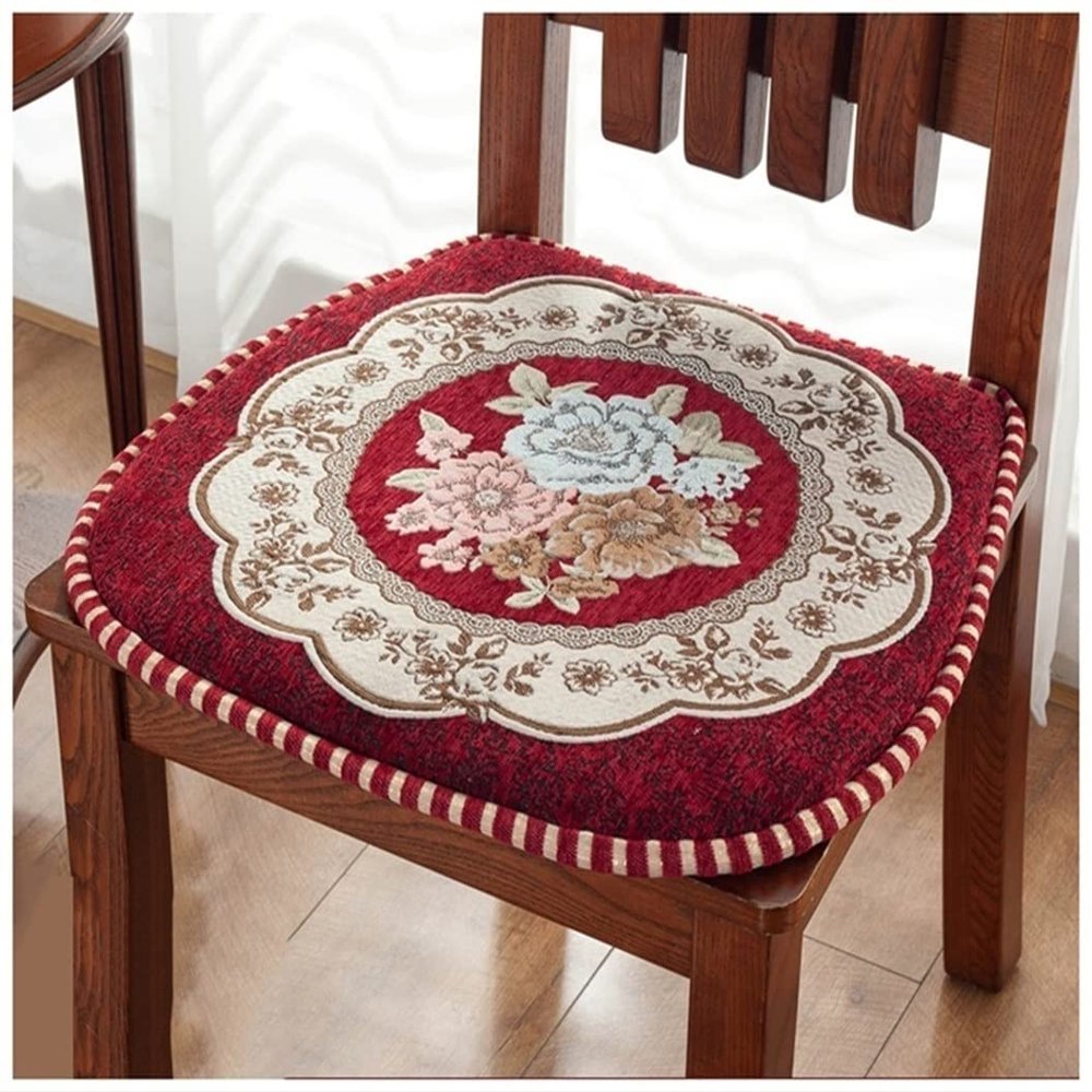1/4/6/8 Packs Dining Chair Cushion with Ties, U Shape Seat Cushion Kitchen Chairs Non Slip Chair Pads/Office Seat Cushions with Zipper, Washable (Color : Wine red-A, Size : 44 * 42cm(8 Packs))