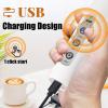 Nahida Rechargeable Milk Frother Wand for Coffee Include Stand - White view 2