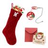 Ulico Christmas Stockings with Initials, 18 Large Embroidered Monogram Knit Christmas Stocking,Xmas Stocking for Kids, Holiday and Family Stocking for Fireplace or Party Decoration Red Letter M view 1